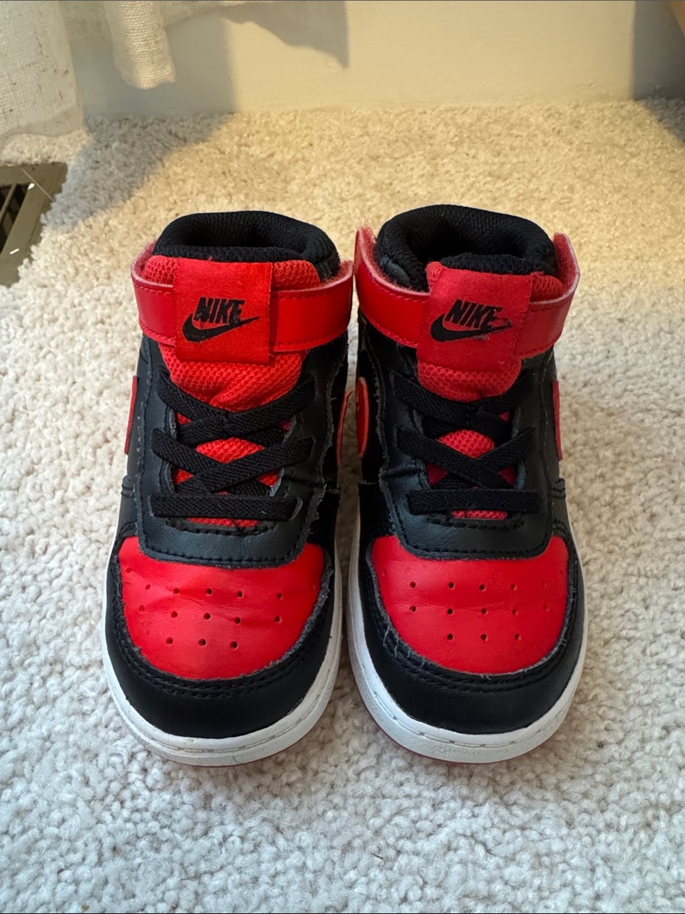 Nike Kids Red and Black High-Top Sneakers